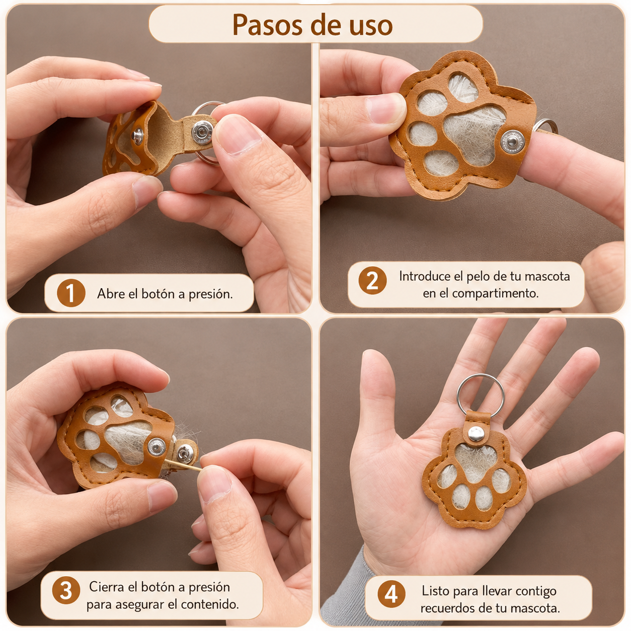 Llavero de recuerdo para pelo de mascota